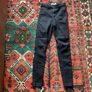 Topshop high rise black distressed jeans